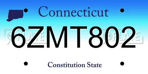 6ZMT802 Connecticut License Plate