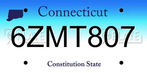 6ZMT807 Connecticut License Plate