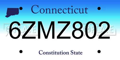 6ZMZ802 Connecticut License Plate