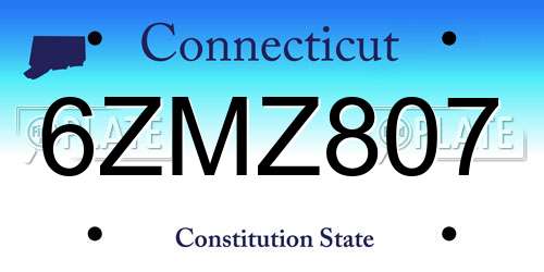 6ZMZ807 Connecticut License Plate