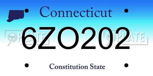 6ZO202 Connecticut License Plate