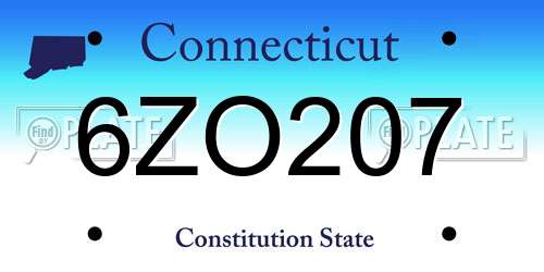 6ZO207 Connecticut License Plate