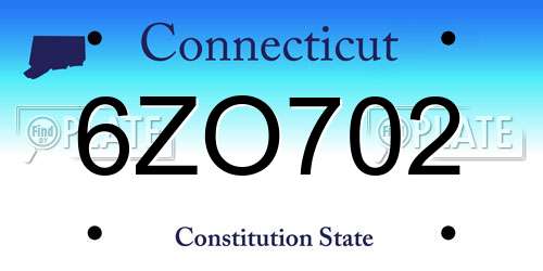 6ZO702 Connecticut License Plate