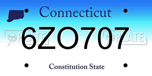 6ZO707 Connecticut License Plate