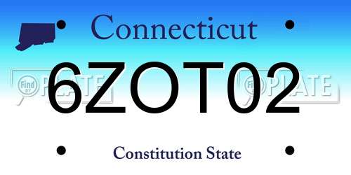 6ZOT02 Connecticut License Plate