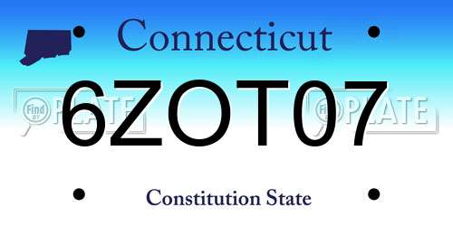 6ZOT07 Connecticut License Plate