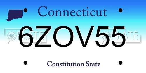 6ZOV55 Connecticut License Plate