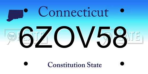 6ZOV58 Connecticut License Plate