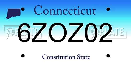 6ZOZ02 Connecticut License Plate
