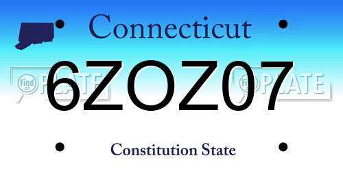 6ZOZ07 Connecticut License Plate
