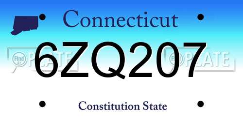 6ZQ207 Connecticut License Plate