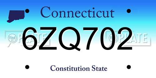 6ZQ702 Connecticut License Plate