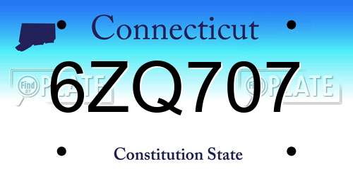 6ZQ707 Connecticut License Plate