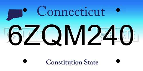 6ZQM240 Connecticut License Plate