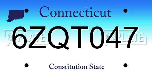6ZQT047 Connecticut License Plate