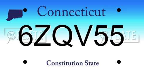 6ZQV55 Connecticut License Plate
