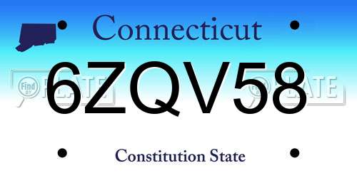 6ZQV58 Connecticut License Plate