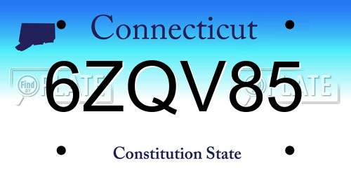 6ZQV85 Connecticut License Plate