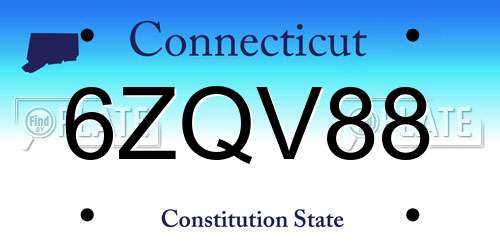6ZQV88 Connecticut License Plate