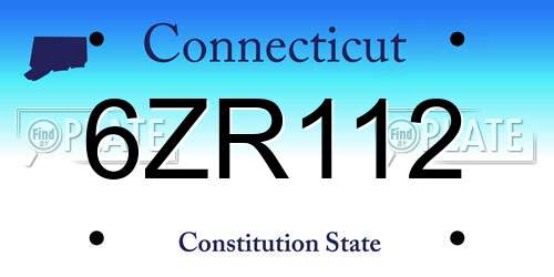 6ZR112 Connecticut License Plate
