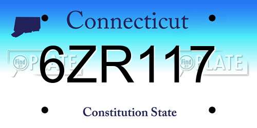 6ZR117 Connecticut License Plate