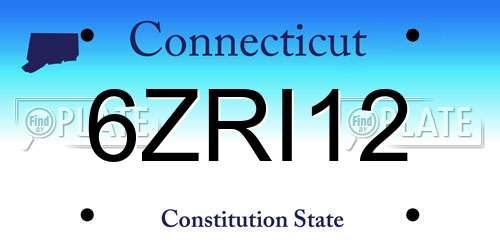 6ZRI12 Connecticut License Plate