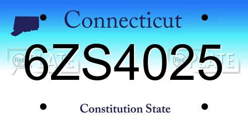 6ZS4025 Connecticut License Plate