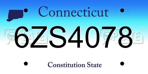 6ZS4078 Connecticut License Plate