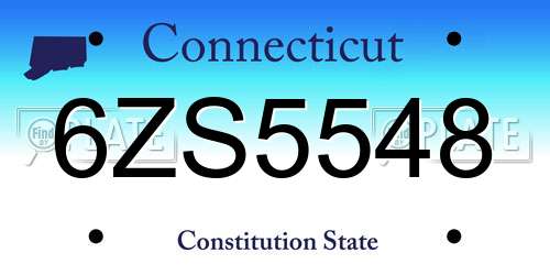 6ZS5548 Connecticut License Plate