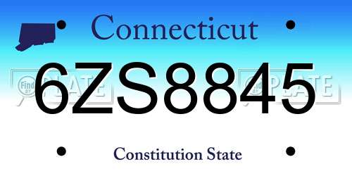 6ZS8845 Connecticut License Plate
