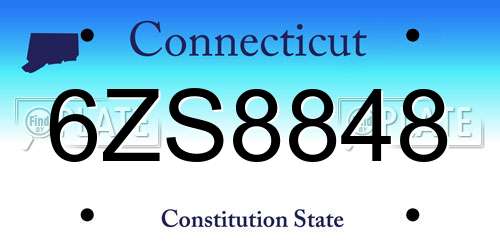 6ZS8848 Connecticut License Plate