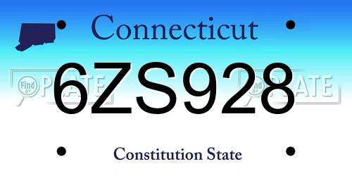 6ZS928 Connecticut License Plate