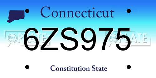 6ZS975 Connecticut License Plate