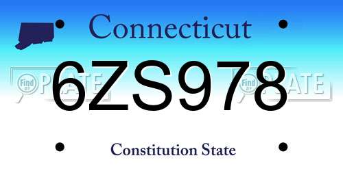 6ZS978 Connecticut License Plate