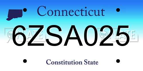6ZSA025 Connecticut License Plate