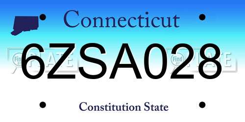 6ZSA028 Connecticut License Plate