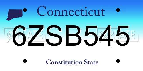 6ZSB545 Connecticut License Plate