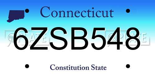 6ZSB548 Connecticut License Plate