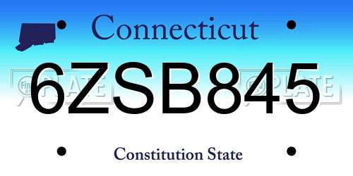 6ZSB845 Connecticut License Plate