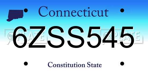 6ZSS545 Connecticut License Plate