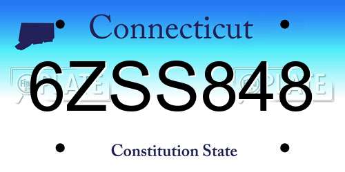 6ZSS848 Connecticut License Plate