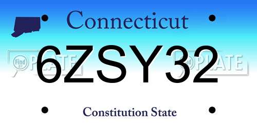 6ZSY32 Connecticut License Plate