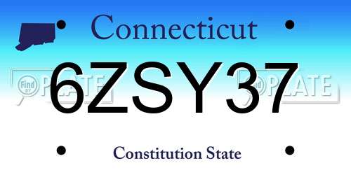 6ZSY37 Connecticut License Plate