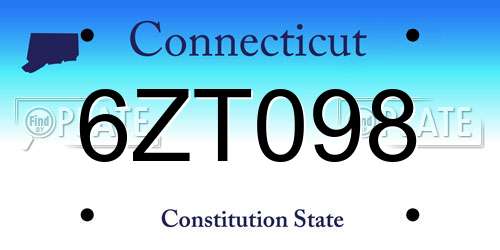 6ZT098 Connecticut License Plate
