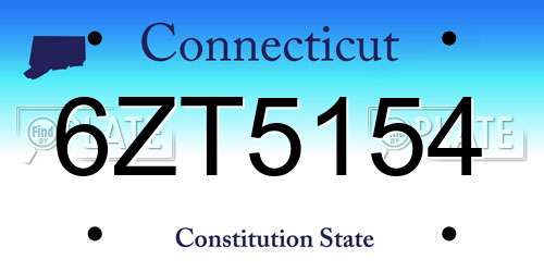 6ZT5154 Connecticut License Plate