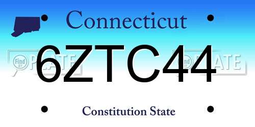 6ZTC44 Connecticut License Plate