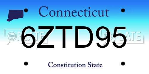 6ZTD95 Connecticut License Plate