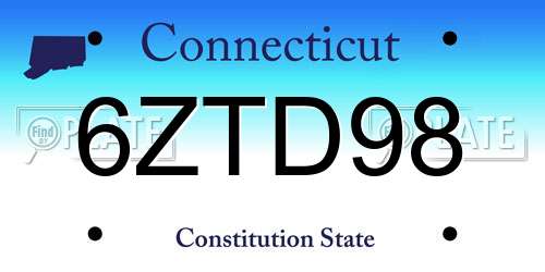 6ZTD98 Connecticut License Plate