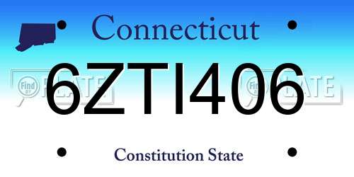 6ZTI406 Connecticut License Plate