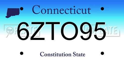6ZTO95 Connecticut License Plate